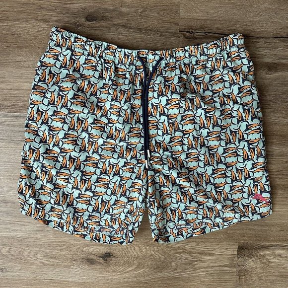 Tommy Bahama Naples Moorea Marlins Swim Suit Trunks Shorts Size XL Orange Blue - Picture 2 of 8